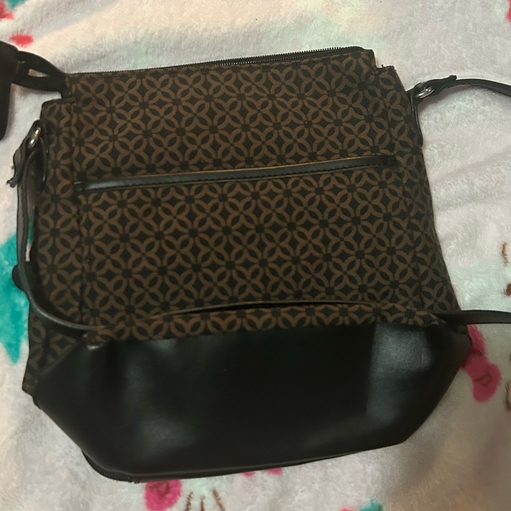Brown and Black Patterned Crossbody Bag